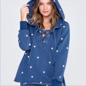 Wildfox Blue Star Print Hoodie Size M